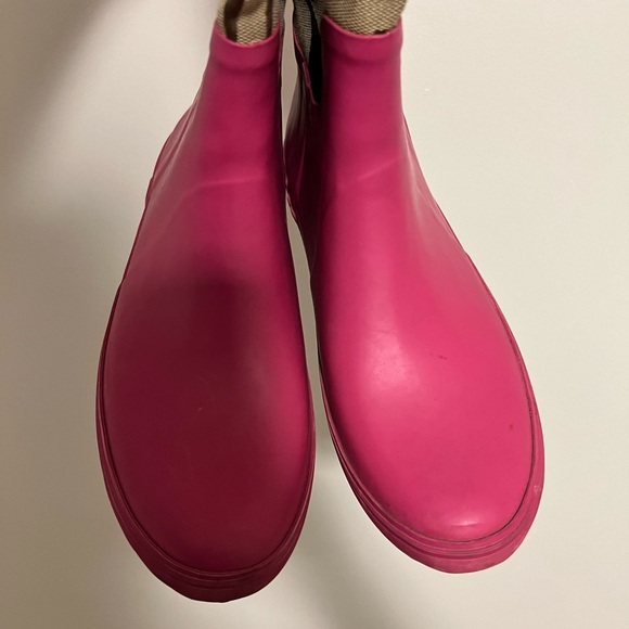 Vintage Coach Pink and Classic Brown Monogram Cloth Pattern Rainboots - Size 8M - Picture 3 of 7